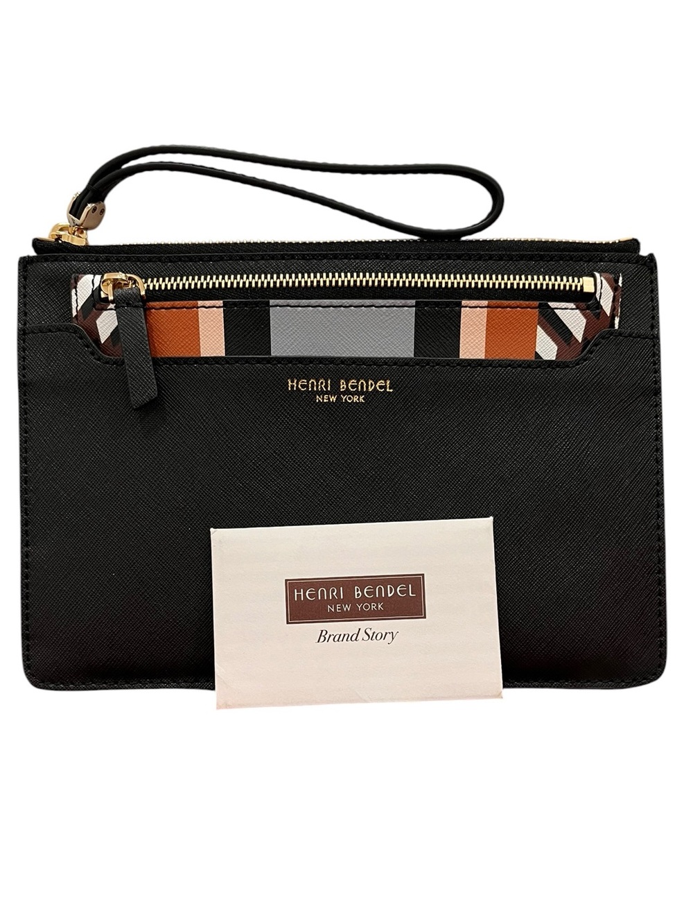 Henri Bendel Safianno Leather Kangaroo Double Wristlet/Pouch NEW